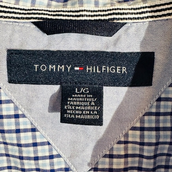 Tommy Hilfiger Blue Checkered Men’s Button Up, Size L - Picture 4 of 11